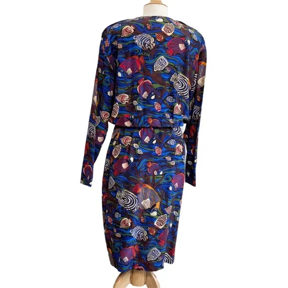 Vintage 90s Gillian tropical fish print dress - Picture 5 of 11